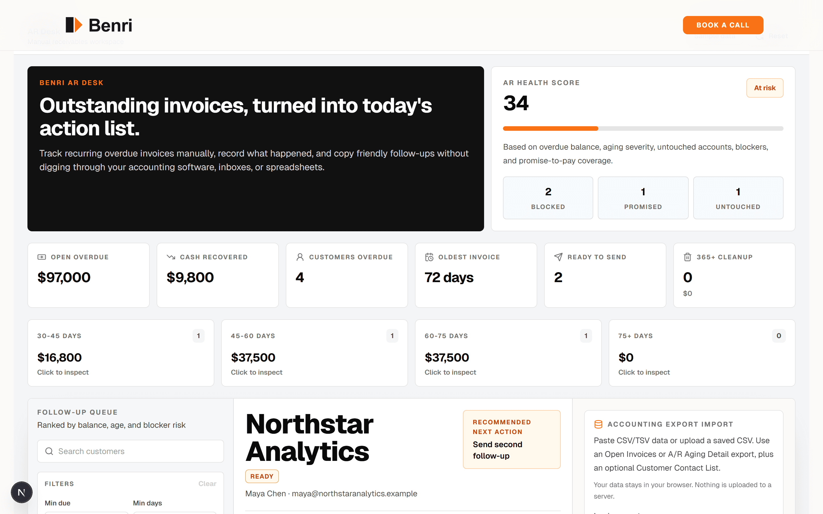 AR Desk receivables workspace
