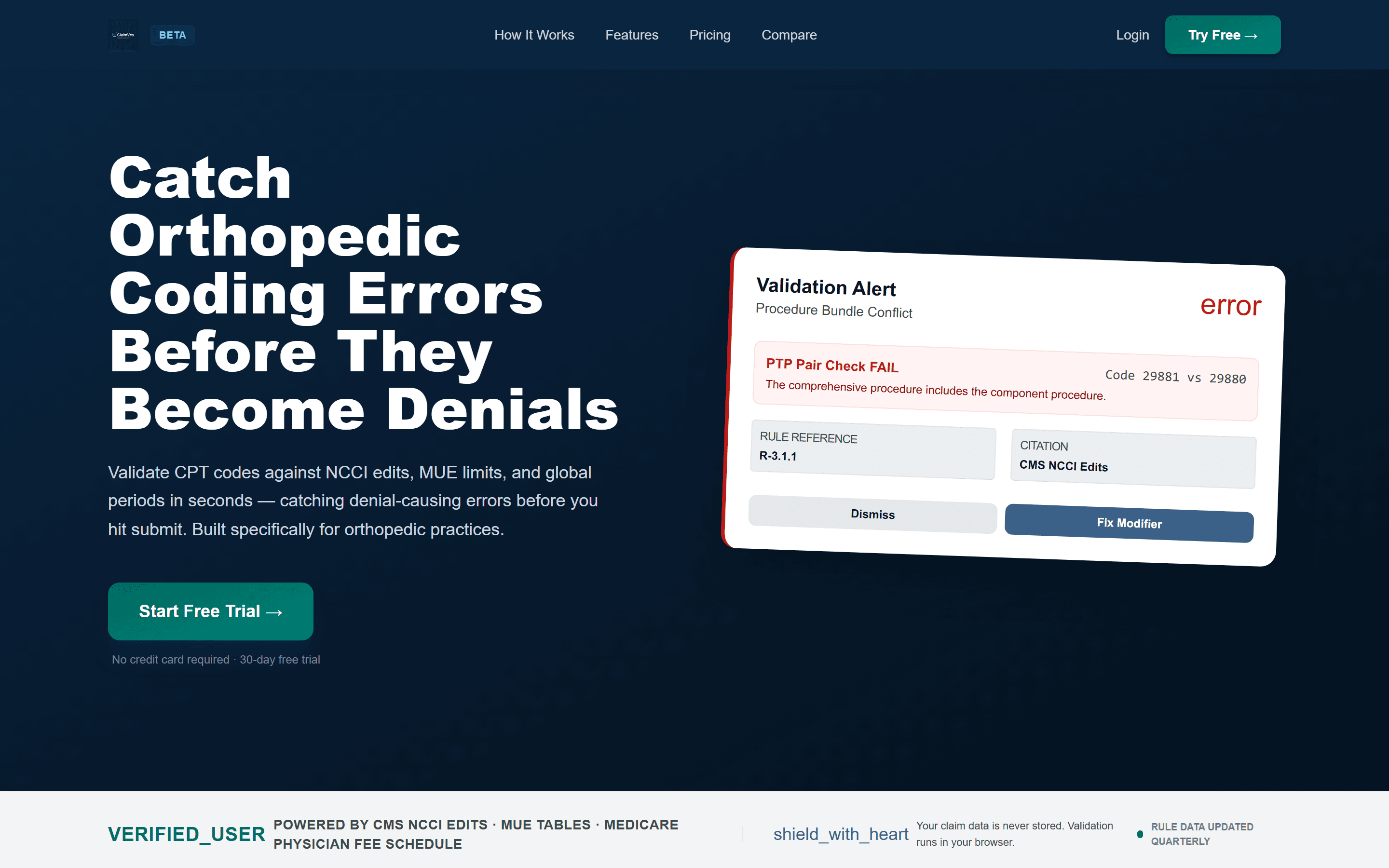 ClaimVex landing page